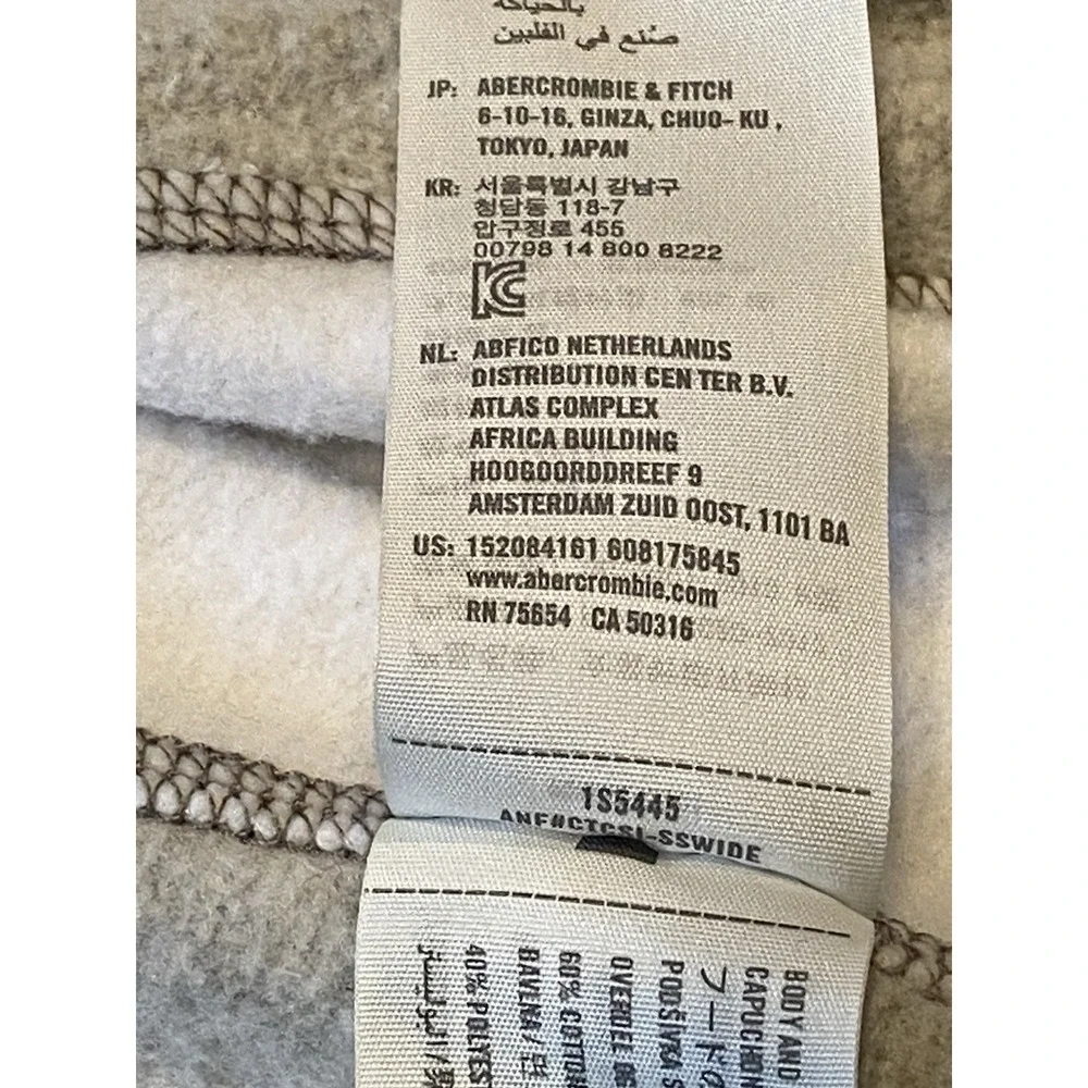 Abercrombie & Fitch Women's Small Grey & White Full Zip Hooded Jacket Logo